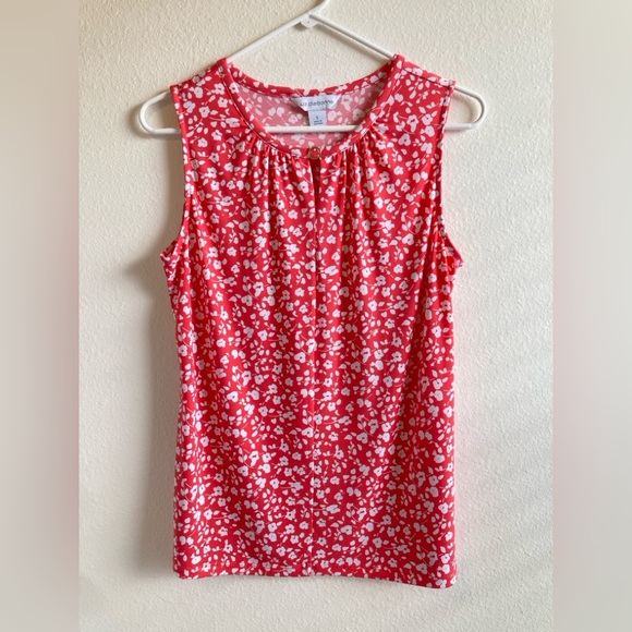 Liz Claiborne Tops - Liz Claiborne Coral Red and White Floral Blouse Size S
